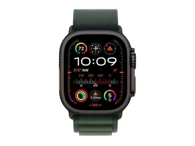 Apple Watch Ultra 2 – 49mm Black Titanium with Alpine Loop (Dark Green, Size L) Apple