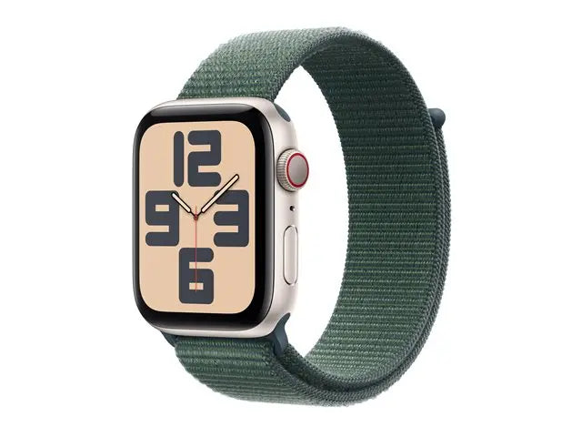 Apple Watch SE (GPS + Cellular) 44mm – Starlight Aluminium with Lake Green Sport Loop Apple