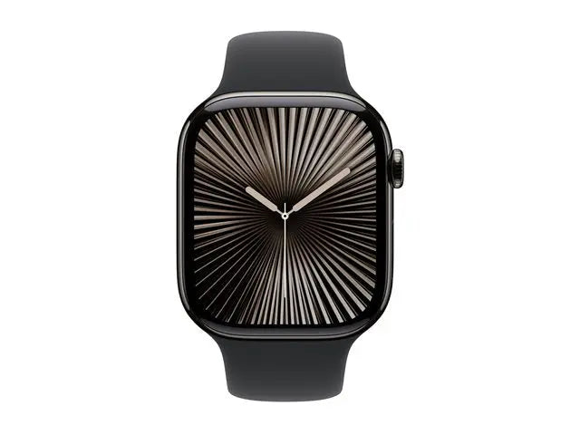 Apple Watch Series 10 (GPS + Cellular) – 46mm Slate Titanium with Black Sport Band (M/L) Apple